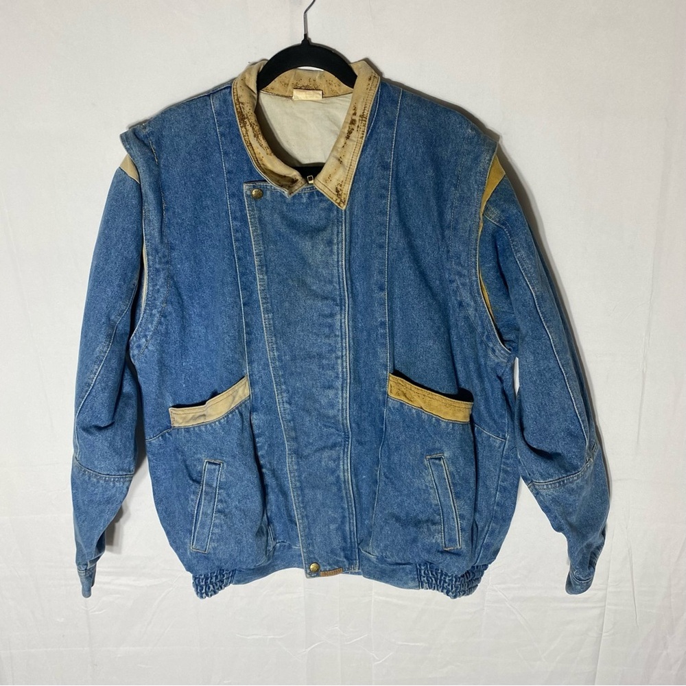 Vintage 80s Blue Jean Oversized Denim Jacket M Dadcore Streetwear Festival Retro - Picture 15 of 15